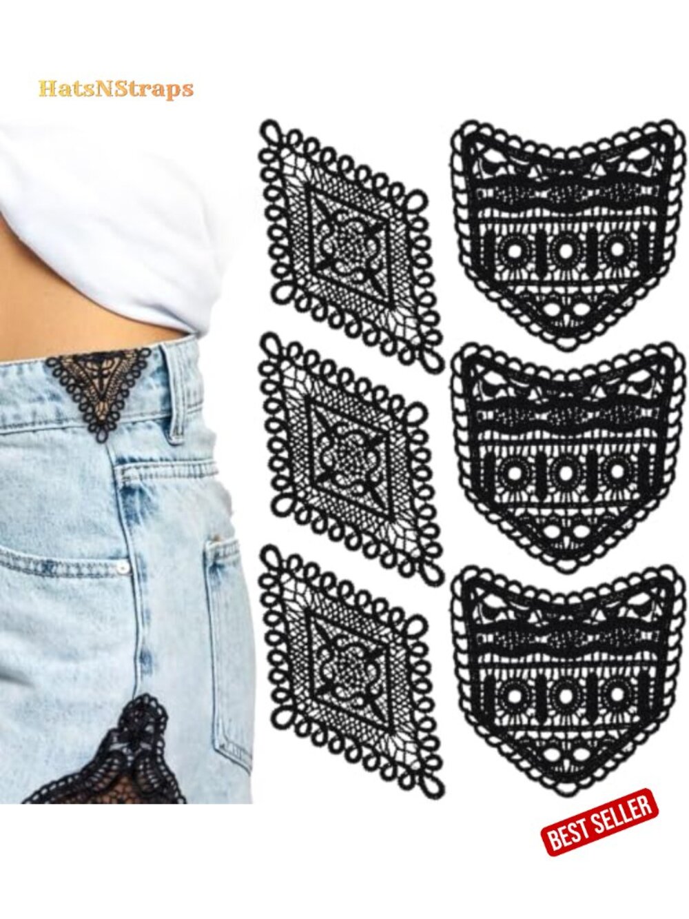 Vintage Lace Waist Extenders for Jeans Pants Sewing DIY Adjustable